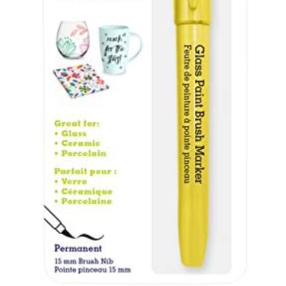 Glass Paint Brush Marker Permanent 15mm Yellow - Picture 3 of 4
